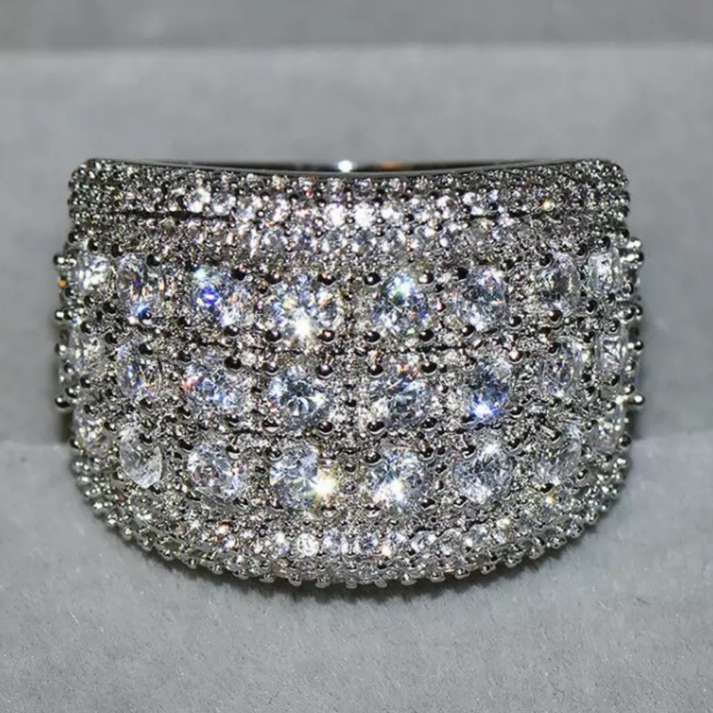 Sterling silver wide cocktail ring